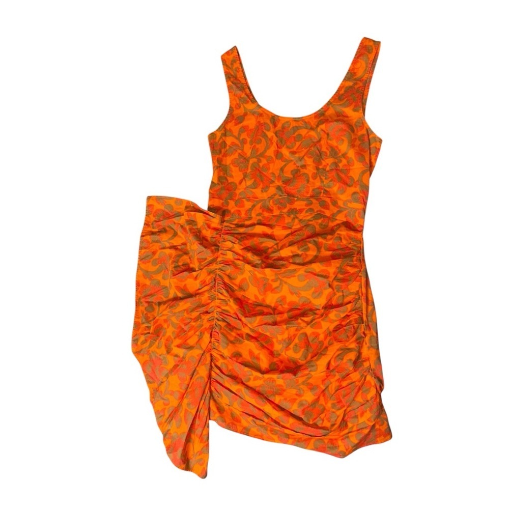 Rhode Tilda Orange Floral Mini Dress with Ruffle Women's Size XS - Picture 4 of 10